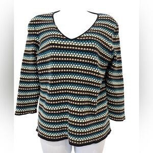 Peck & Peck Multicolor Cotton Top, Size Large